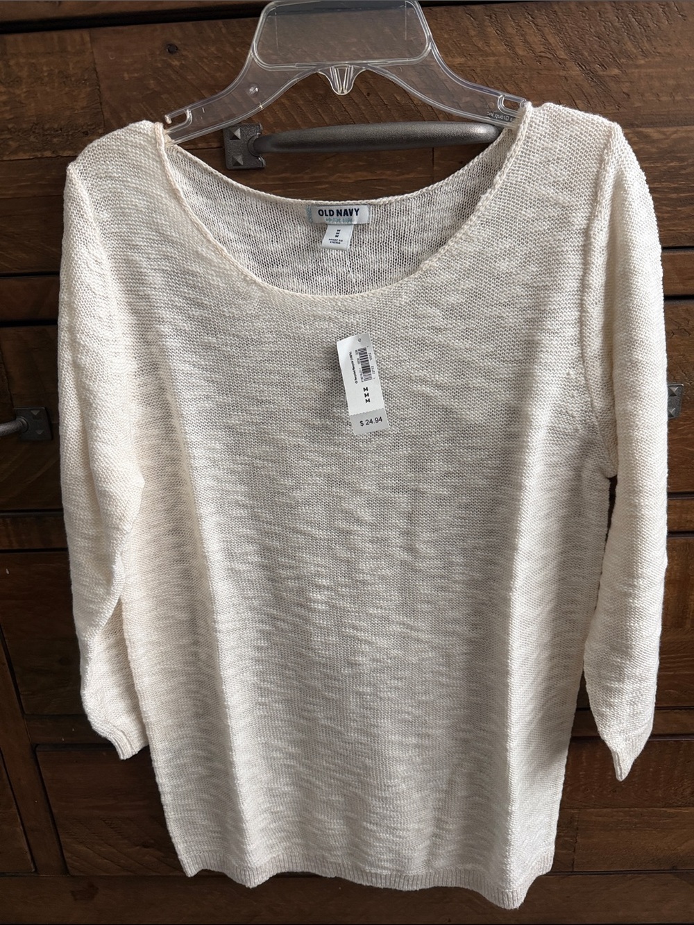 NWT Old Navy Cream Scoop Neck 3/4 Sleeve Sweater.